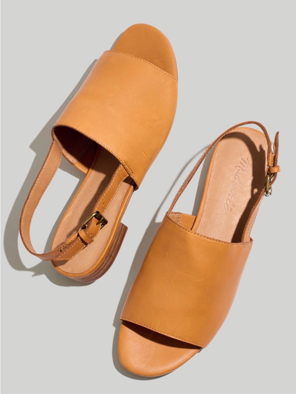 Madewell Noelle Slingback Sandals Tan Leather Size 8 EUC